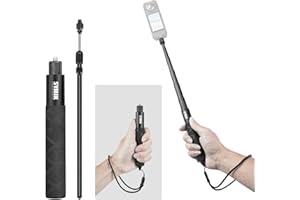 SYMIK Unsichtbarer Selfie-Stick für Insta360 (70 cm / 27,6 Zoll), Verlängerungsstab aus Aluminiumlegierung, tragbare ausziehbare Einbeinstativstange für Insta 360 X5 X4 Air X3 ONE X2 für DJI Osmo 360