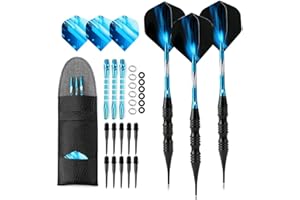 Crazy-m Dartpfeile Soft blau dartpfeile 3 Stück 20 g Dartset Turnier Soft Tip Dartpfeile Set, Schwarz Beschichtete Metallfässer Darts (Soft Dartpfeile) mit Flights