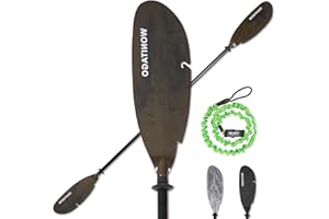 WONITAGO Angler Kayak Paddles Aluminum Paddle with Plastic Blades and Paddle Leash, Floating Adjustable Fishing Kayak Oars, 3 Piece, 230-250cm/90-98 inch