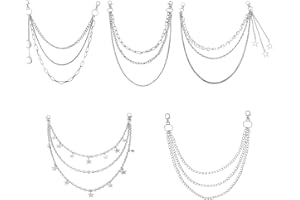 DELAESI Hosenkette 5 Stück Hosen Kette Punk Schlüsselkette Hip Hop Kettengürtel Gürtel Kette Hosenketten Set für Jeans Hosen Röcke Taschen