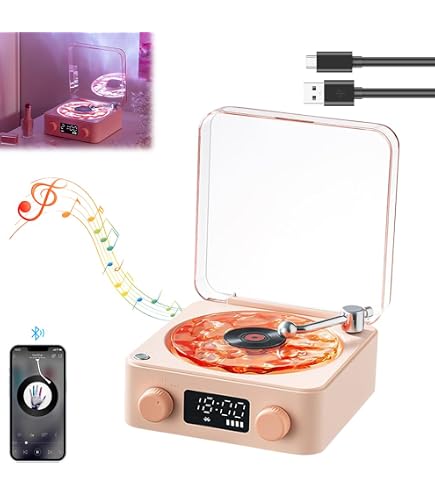 Giradischi Bluetooth Waves Con Luci RGB - Altoparlante Retro, Modalità Rumore Bianco, Compatibile Con TF/AUX - 4