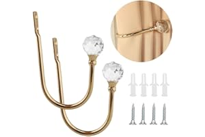 Coolnice 2 Pezzi Ganci Fermatende Decorativi Tenda Ganci Fermatende,a Muro Ganci a U Fermatenda, Diamante di Cristallo Metallo Supporto, per Soggiorno Camera da Ufficio Sala da Pranzo-Oro
