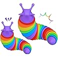 FunBlast Slug Toys - Small Slug Fidget Toys, Baby Toys, Sensory Toys for Kids, Clicks Sound Making Toy, Flexible Stretchable Joints Toy for Anxiety, Autism, Slug Fidget Toys (Pack of 2-Random)