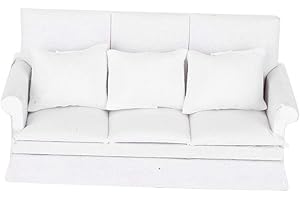 Haokaini Mini Casa delle Bambole Divano 1/12 Scala Casa delle Bambole Poltrona Mobili Divano Divano con 3 Cuscini Rimovibili Misura per Le Bambole Barbie Casa delle Ragazze Regalo di