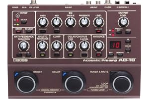 Pédalier Acoustic Preamp AD-10 BOSS, préampli/DI professionnel pour guitares électro-acoustiques sur scène et en studio