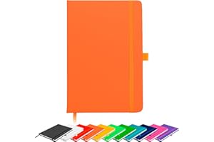 Savvy Bee Blanco Basic A5 Unlined Plain Page Notebook New Hardback Journal with pen loop, elastic closure, ribbon marker and pen loop Notepad Note Book Notes Diary Pad (Orange)