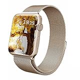 WISLECT Apple-Uhrenarmband 42mm 38mm, Edelstahl, voll starker Magnetverschluss milanese Schleife, Ersatzarmband Band für Apple-Uhr-Serie 3/2/1 (Vintage Gold 38 mm)