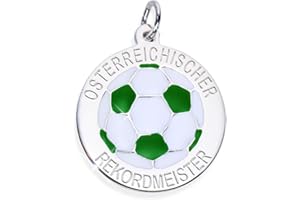 VIENNAGOLD Fanartikel Fußball"Rekordmeister" für echte"Greane" Ø20mm Sterling Silber 925 (Art.207301(128gw)) & individuelle Gravur Rückseite Gratis