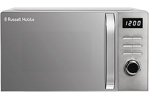 Russell Hobbs Titanium Digital Microwave 20 Litre 800W Solo Digital with 5 Power Levels, Defrost Function & Easy Clean, 60 Minute Timer, 8 Auto-Cook Menus, RHMD832T