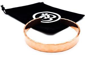 AB India Crafts Handgjordt armband i rent koppar (99 %) - Hammardesign - flexibel storlek - Med smyckespåse OM - Energihälsa
