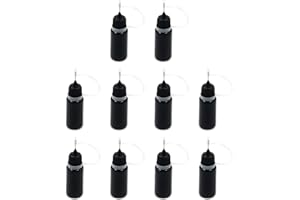 T Tulead Black Tip Applicator Metal Needle Plastic Bottle 10ml Precision Tip Applicator Bottles Pack of 10