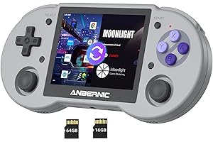 ANBERNIC RG353P Consoles de Jeux Portables , Support 5G WiFi 4.2 Bluetooth Dual OS Android 11 , Linux System RK3566 Chip Built-in 64G SD Card 4452 Jeux (Gray)