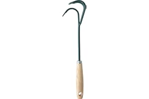 Leborgne, Petite Griffe 3 Dents en Acier avec Manche en Bois, Longueur 35 cm, Outil Idéal pour Aérer le Sol, Ameublir en Surface et Désherber, Poignée avec Trou d'Accrochage pour un Rangement Pratique