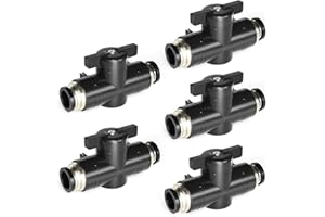 ERGAOBOY Válvula de bola neumática de 5 piezas de 12mm de diámetro exterior, accesorios de válvula de control de empuje para conectar (conectores BUC12)