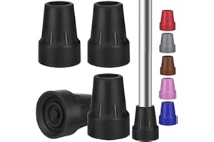 Yasdyri 4 Stück Krücken Gummi, 1.9cm Gehstock Gummipuffer, Gehstockkappen aus Gummi, Rutschfeste Gummifüße mit Metalleinsatz (schwarz)