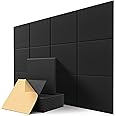 Sound Proofing Panels, Kuchoow Acoustic Panels Self-Adhesive, 12 Pack High Density Soundproofing Panels for Ceiling/Door/Wall Decoration and Acoustic Treatment (12" X 12" X 0.4") Black
