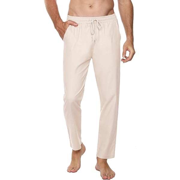 Pantalon Trekking Hombre Verano Pantalones De Lino Y Algodón Para Hombre, Pantalones De Lino Casuales, Sueltos Y Ligeros De Verano, Pantalones Casuales Cómodos Para El Hogar Para Hombre U2013 Compra Los Mejores
