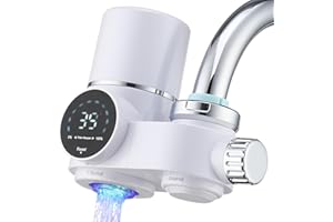HOMELODY Filtro acqua potabile, filtro dell'acqua con indicatore LED, rimuove cloro, metalli pesanti e cattivo gusto, filtro anticalcare rubinetto con luce blu per cucina (incluso filtro*1)