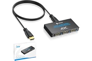 eSynic HDMI Splitter 1 In 3 Out 4K@30HZ 3D con 1m Cavo HDMI, 3 Vie Splitter HDMI Supporta HDCP 1.4 Bypass, 1X3 Sdoppiatore con Involucro in Metallo per Fire Stick Console Blu-ray