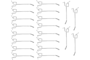 MroMax Lot de 20 crochets en fer plaqué pour panneau perforé - Assortiment de crochets de suspension pour garage, magasin et magasin de vente au détail - Argenté