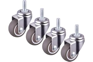 Wheels Casters,Saim 1 Inch Shopping Cart Wheel Trolley Swivel Caster Wheels Soft Rubber TPE M6x 15mm Threaded Stem Caster Wheel, 44lb/20kg Load Capacity, Set of 4