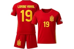 IHIMI Lamine Yamal No 19 Maillot de l'équipe nationale d'Espagne, pour enfants et shorts, design spécial, édition limitée, maillot de football, maillot d'entraînement pour enfants, avec courts fans de