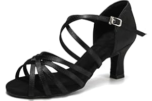 HIPPOSEUS Chaussures Danse Latine Moderne pour Femme Chaussures de Danses Bachata Salsa Tango avec Bout Ouvert,Modèle 802