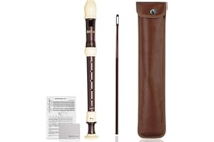 EVERJOYS Soprano Recorder German Style C Key ABS 8 Hole Flute Detachable Kids' Recorder w/Bag, Cleaning Rod and Fingering Chart for Beginners Students Adults
