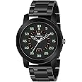 IIK COLLECTION Round Artistic Designer Dial with Metallic Bracelet Chain Strap Analogue Wrist Watch for Men and Boys, Black2