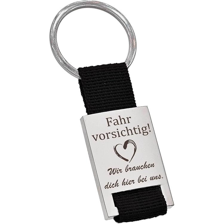 Personalisiert Schlüsselanhänger – Gravur "Fahr Vorsichtig" Mit Namen, Metall & Echtholz, 4,8 X 2,4 Cm