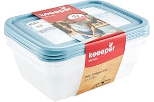 keeeper Tiefkühldosenset 3-teilig, Wiederbeschreibbarer Deckel, 3 x 1,25 l, 20,5 x 15,5 x 6,5 cm, Mia Magic Ice, Nordic Blue