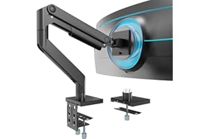 WORLDLIFT Braccio singolo per monitor da scrivania per schermi piatti e curvi da 17-49", in alluminio resistente, supporto per monitor meccanico a molla fino a 20 kg, VESA fino a 100 x 100 75 x 75 cm