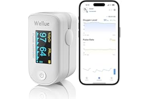 VIATOM Pulsioxímetro, Oxímetro de dedo Pulso, App vía Bluetooth, Medición de la Saturación de Oxígeno (SpO2) y de la Frecuencia Cardíaca, Monitor de Nivel de Oxígeno, Alerta Intermitente,Blanco