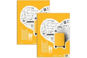 ‎STAUFEN Staufen VIVIT Collegeblock Feel it gelber Koffer - 2 Blöcke je 80 Blatt, Lineatur 28 (5 mm kariert mit Randlinien), DIN A4, 4-fach Lockung, 70 g/m² Papier