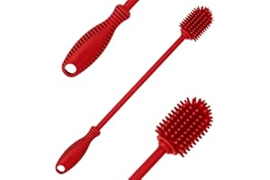 DDLUCK Flaschenbürste Silikon Baby,31cm Flaschen flaschenreiniger Brush isolierflasche babyflaschen bürste,Water Bottle Flasche Cleaner für trinkflasche Glas wasserflasche sportflasche thermoskanne(Rot)