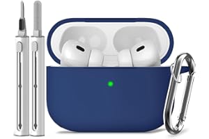 Inesore Compatible with Airpods Pro 2nd/1st Cases Cover,Silicone Protective Case for Apple Airpods Pro 2nd/1st Generation Charging Case with Keychain and Cleaner Pen,for Women Men(Navy Blue)