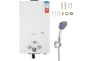 OYAJIA Gas Durchlauferhitzer 16Liter Outdoor Tragbarer Gas-Wassererhitzer Propan-Durchlauferhitzer mit Digitalanzeige, mit Galvanisierter Duschkopf, Mehrfachschutz für Campingausflüge Bootshaus (16L 32KW)
