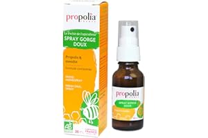PROPOLIA - Bio - Spray gorge doux - Propolis, Miel et Menthe - Apaise la gorge et rafraîchit l'haleine - Enfants et Adultes - 100% naturel - Complément alimentaire - Fabriqué en France - 20 ml