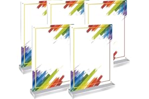 Aisamco Lot de 5 supports en acrylique en forme de T pour écran de bureau - Pour les restaurants, les cadres photo, les événements, les réunions (A5)