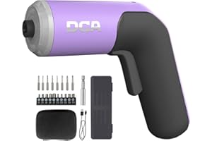 DCA Tournevis électrique 4V, 5 N·M avec batterie Li-ion 2000 mAh, mandrin hexagonal magnétique 6,35 mm, câble de charge USB-C, 18 embouts pour réparations de meubles,violet ADPL05-5