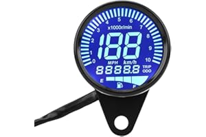 ‎KEENSO Keenso Motorrad Tachometeranzeige, 12V DC Universal Motorrad wasserdichte LED Hintergrundbeleuchtung Digital Tachometer Drehzahlmesser Ölstandsanzeige Voltmeter Spannung Schwarz