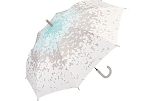 ESPRIT Parapluie long pour femme - Imprimé automatique - Papillon kiss aqua, gris/aqua, 106, Parapluie automatique