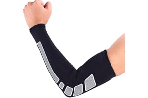 VGEBY 1 Paar Arm Sleeve Sport, Kompressions Armstulpe Arm Sleeve Ellenbogen Schoner UV-Schutz Armsleeve Herren Damen für Outdoor Basketball, Joggen Fitness (Farbe : Schwarz, Abmessung : M)