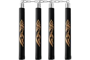 AUFIKR Nunchaks - Pack de 2 nunchaks de Formation en Caoutchouc Mousse de sécurité et chaîne en Acier pour Enfants et Adultes nunchaks débutants en Arts Martiaux nunchaks en Mousse Ninja