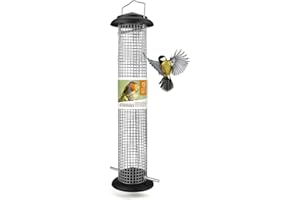 WILDTIER HERZ cœur d'animal Sauvage I Mangeoire Oiseaux Exterieur en métal Inoxydable I Distributeur Graines Oiseaux I Mangeoire à Oiseaux Distributeur Suspendu Imperméable (38cm, Noir)