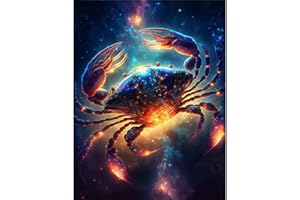 DEMIAWAKING 5D DIY Full Drill Diamond Painting Konstellation Bilder, Diamant Painting The Zodiac Kit Sternzeichen Deko, Mahlen nach Zahlen Diamantmalerei 30x40cm (Krebs)
