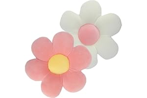 QKURT 2 Pcs Flower Pillows, Flower Shaped Cushion Floor Chair Seat Pad，Fluffy Soft Petal Cushion, Tatami Seating Pillow for Home, Office & Car, 40cm(Pink)