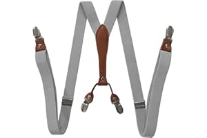 XUELUMEI Hosenträger Suspender Hosenträger Für Damen, 4 Clips, Y-Rücken, 2,5 cm Breit, Verstellbar, Elastisch, Jeans-Hosenträger, Damen-Hosenträger Für Hochzeitsfeier, Veranstaltung, Grau