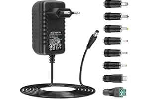 ZUOKENZU AC Adapter 15V 1A Netzteil AC220V zu DC15V 100mA 500mA 1000mA Leistungstreiber 5,5mm mit 8 DC Steckeradaptern Wechselrichter Ladegerät Transformator AC-DC Adapter (DC15V~1A)