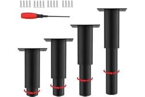 EURXLQ 4 Nóżki Meblowe,Nóżki Regulowane Nóżki do Mebli,Pogrubione Nóżki Szafy,Nogi Meblowe do szafy,Stołu,Sofy,łóżka ze śrubami,śrubokręte (Czarny, 8-12 cm)